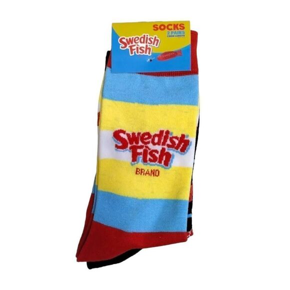 NWT Swedish Fish Crew Length Novelty Socks Size L - Picture 1 of 7